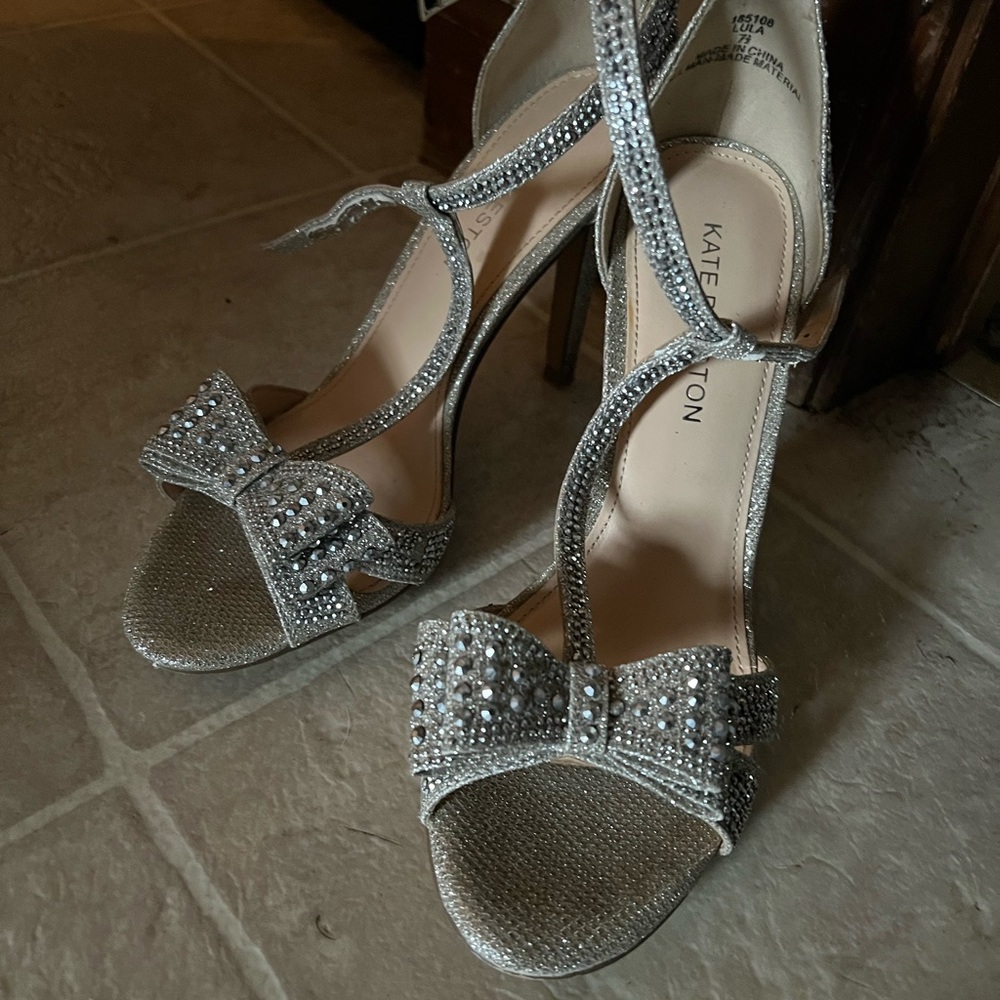 Womens 7.5 heels bejeweled